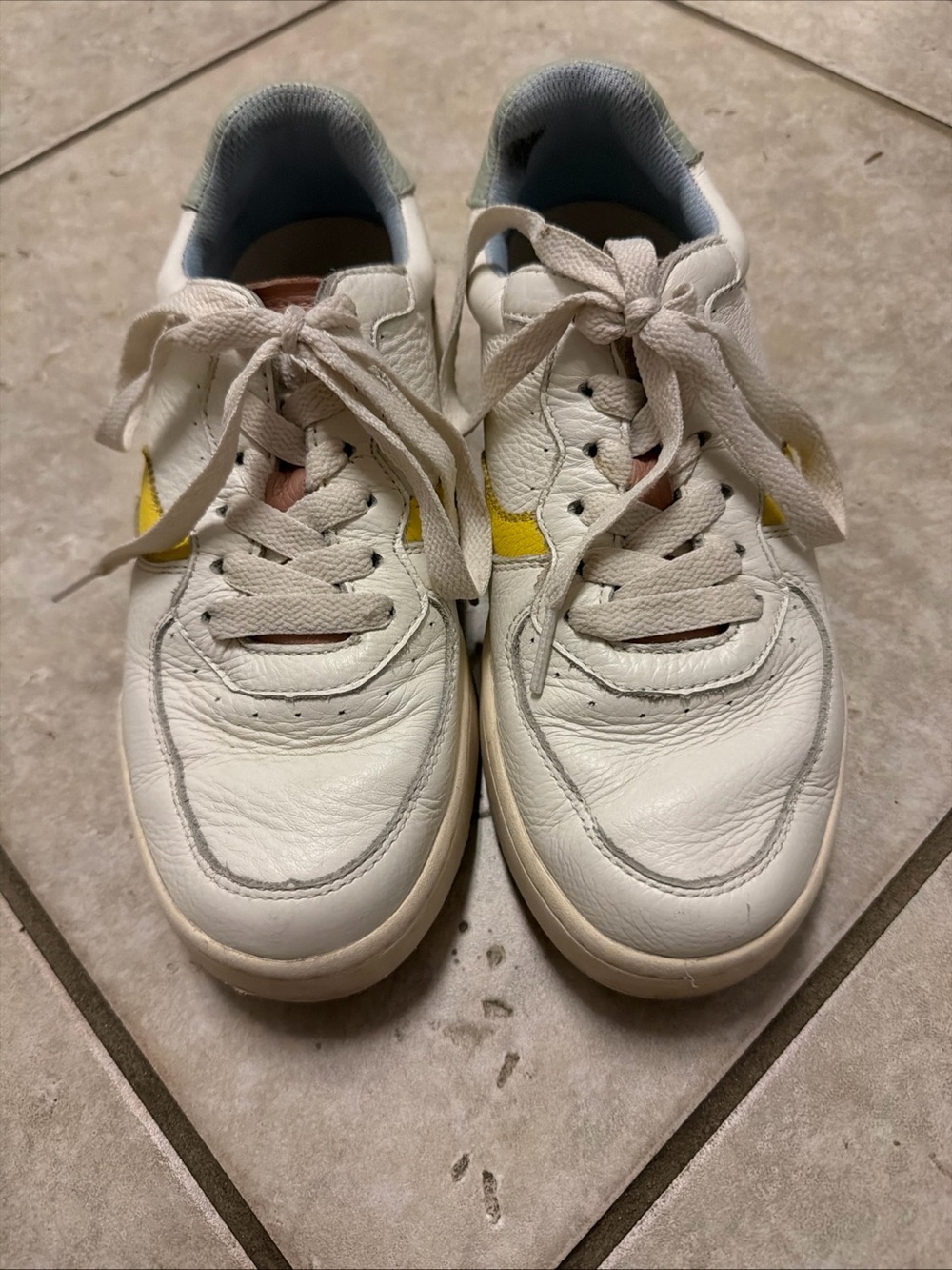 Soludos White Sneakers with Yellow Accent
